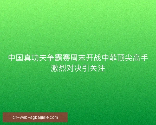 中国真功夫争霸赛周末开战中菲顶尖高手激烈对决引关注
