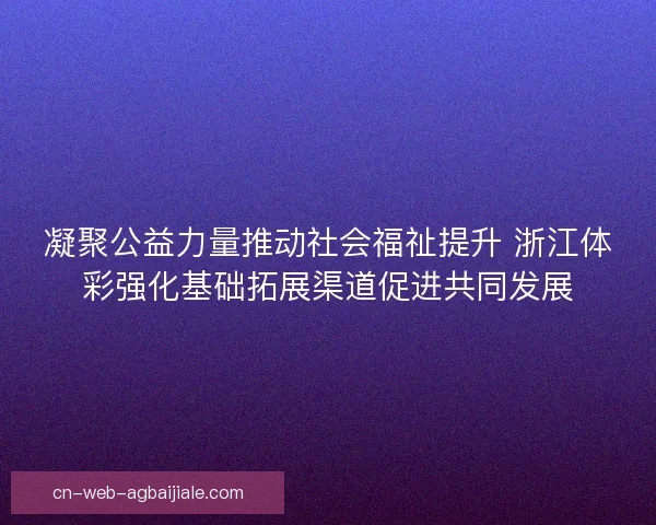 凝聚公益力量推动社会福祉提升 浙江体彩强化基础拓展渠道促进共同发展